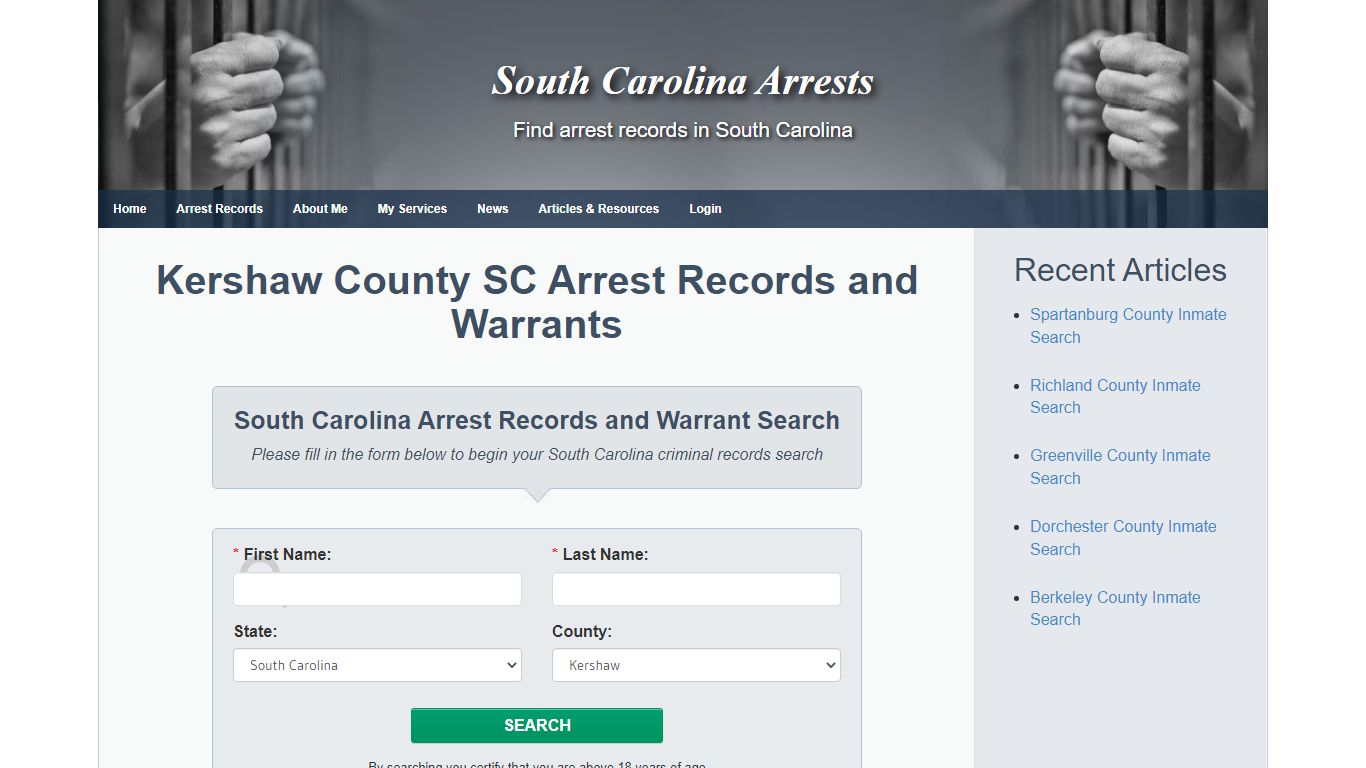 Kershaw County SC Arrest Records and Warrants