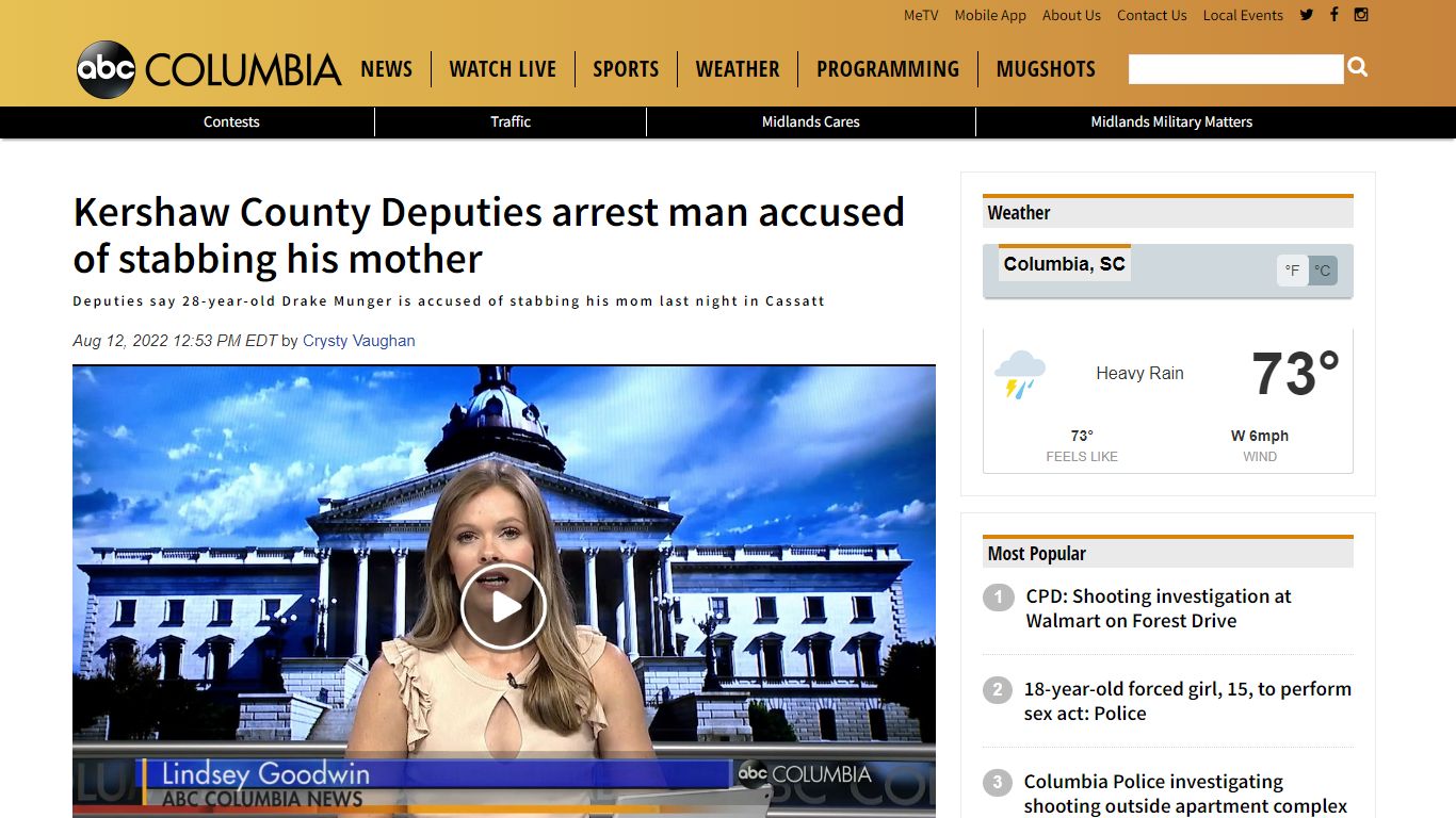 Kershaw County Deputies arrest man accused of stabbing his mother